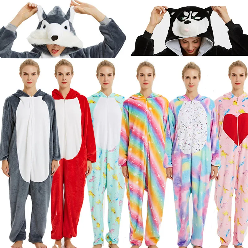 

Winter Flannel Rabbit Anime Kigurumi Pijama Women Clothes for Night Unicorn Pajamas One Piece Hooded Christmas Onesie Costume