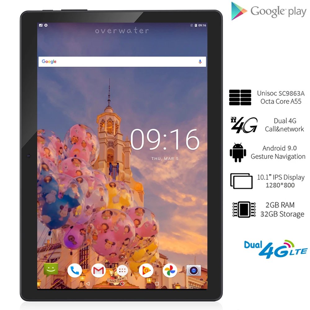 

BDF New 10.1 Inch 3G/4G LTE Phone Call SIM Cards Octa Core Tablet Pc Android 9.0 WiFi Bluetooth GPS 2GB/32GB IPS Pro Pad Tablet