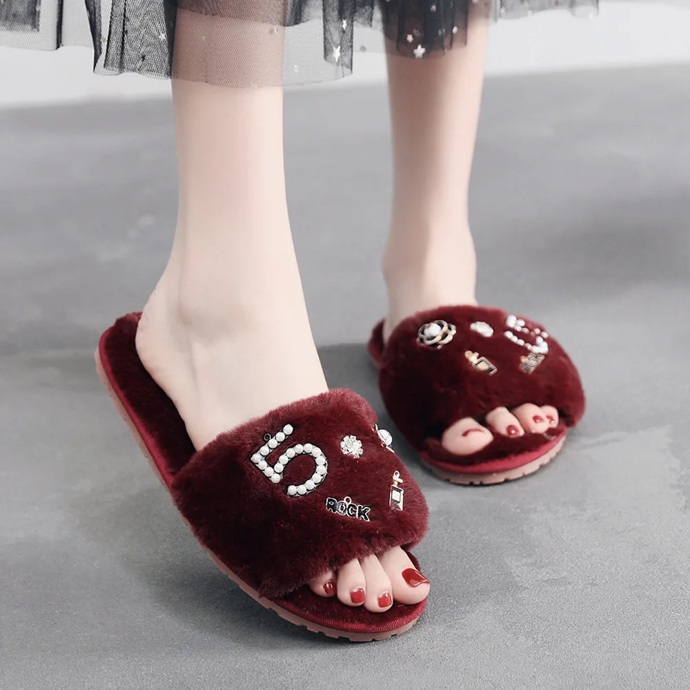Japanese and Korean Cotton Slippers Warm Slippers Slippers Women Woman Shoes Home Shoes Fur Slides Non Slip Wear Resistant