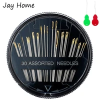 30 count assorted hand sewing needles for quilting stitching large eye embroidery needles with 2 threaders yarn knitting needles