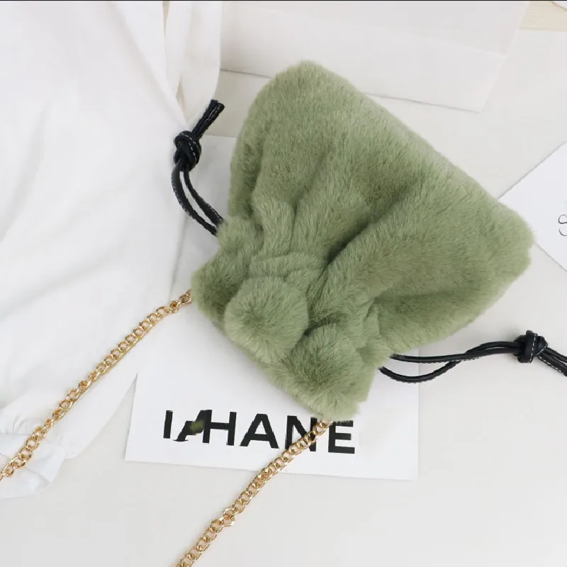 

Plush Bag Female Korean Version Fu Bag Bucket Bag Chain Small Bag Tide Cute Mobile Phone Bag Maomao Shoulder Cross-body Bag
