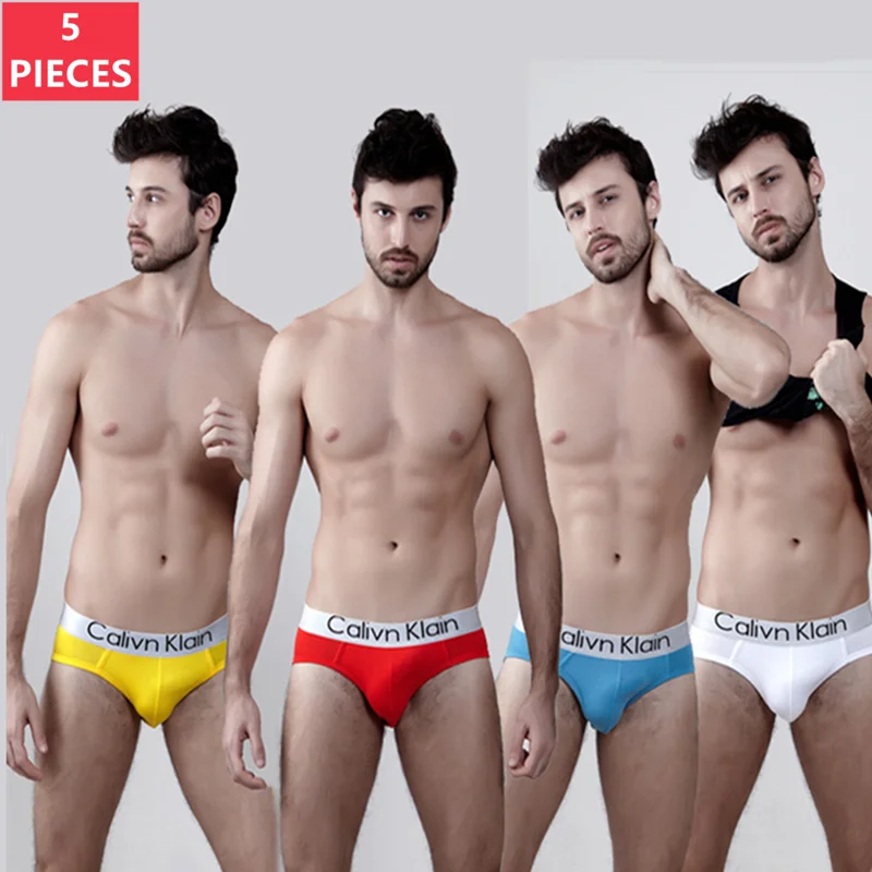 

5Pcs Calivn Klain Letter Men's Briefs Slip Sexy Men Underpants Breathable 3D-Pouch Male Underwear Low-Waist Briefs Cueca Panties