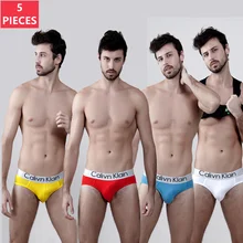 5Pcs Calivn Klain Letter Men's Briefs Slip Sexy Men Underpants Breathable 3D-Pouch Male Underwear Low-Waist Briefs Cueca Panties