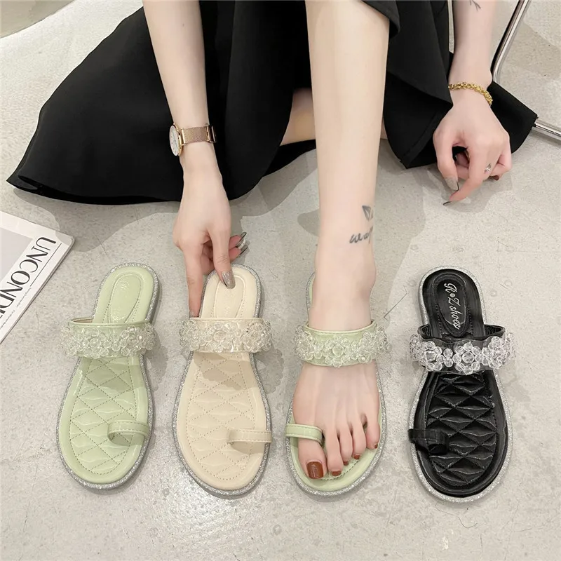 

Slippers Casual Flat Shoes Female Slipers Women Slides Rubber Flip Flops Flower Luxury Summer 2021 Soft Hawaiian PU Rome Basic
