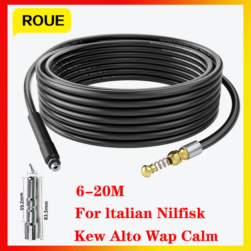 

For Italian Nilfisk Kew Alto Wap Calm 6~20M High Pressure Washer Sewer Water Cleaning Hose Sewage Clean Tools Spring Head