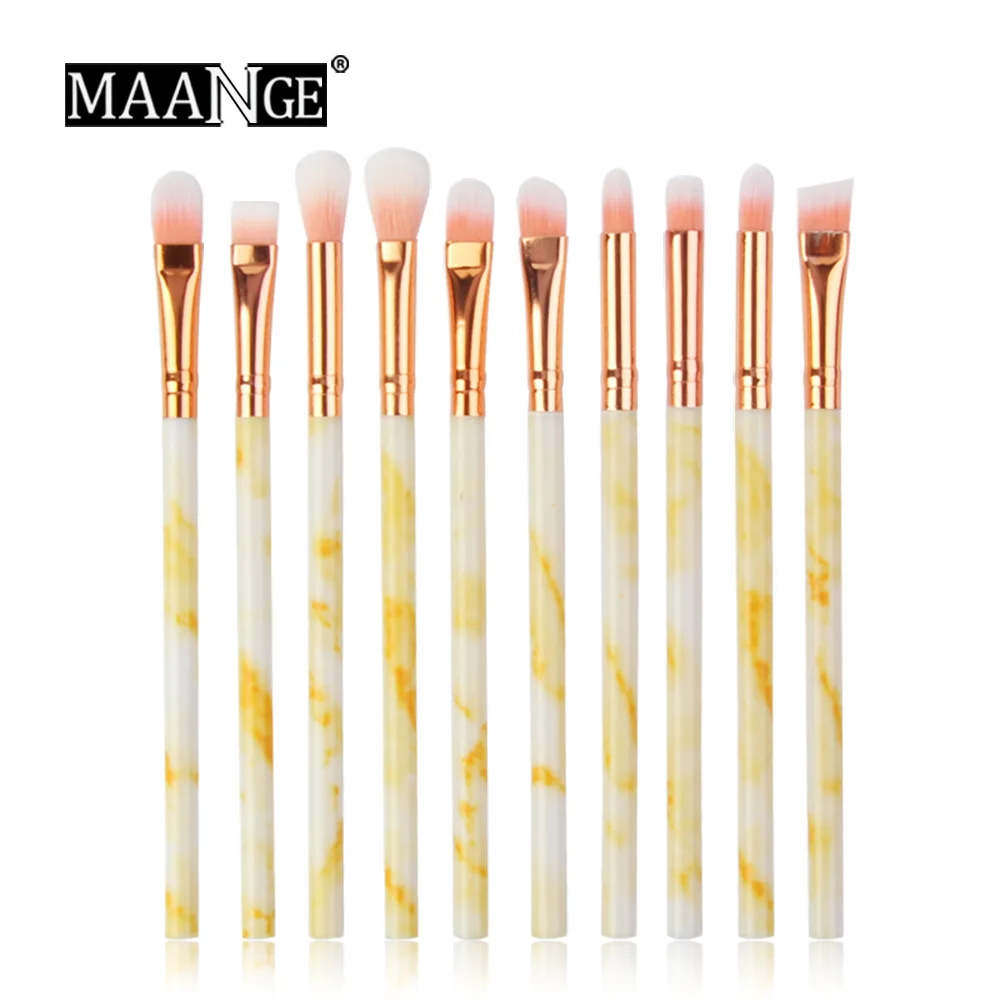 Makeup Brush Set Tools Professional Marble Eyeshadow Lip Eyeliner Blush Face Brushes Wholesale Pro 10 Pcs 1set | Красота и здоровье