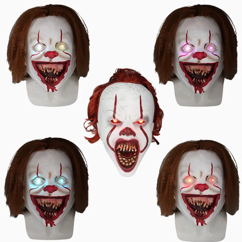 Фильм: голова две Карнавальная маска Pennywise латексный шлем жуткий, пугающий Джокер, клоун светодиодные маски вечерние Хэллоуин реквизит