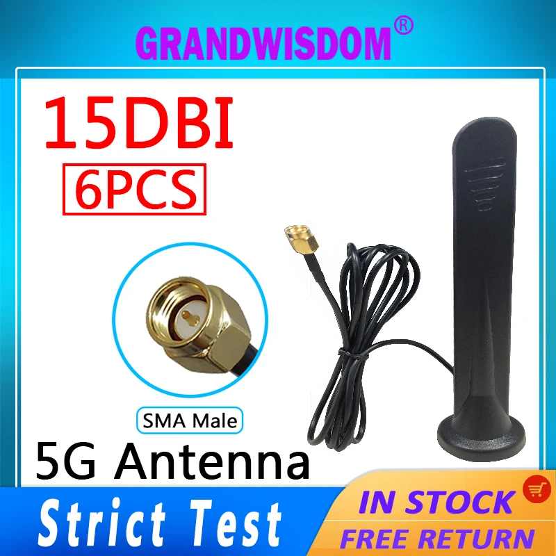 

6 шт., встроенная магнитная антенна 15 дБи SMA 698-960/1700-2700 МГц