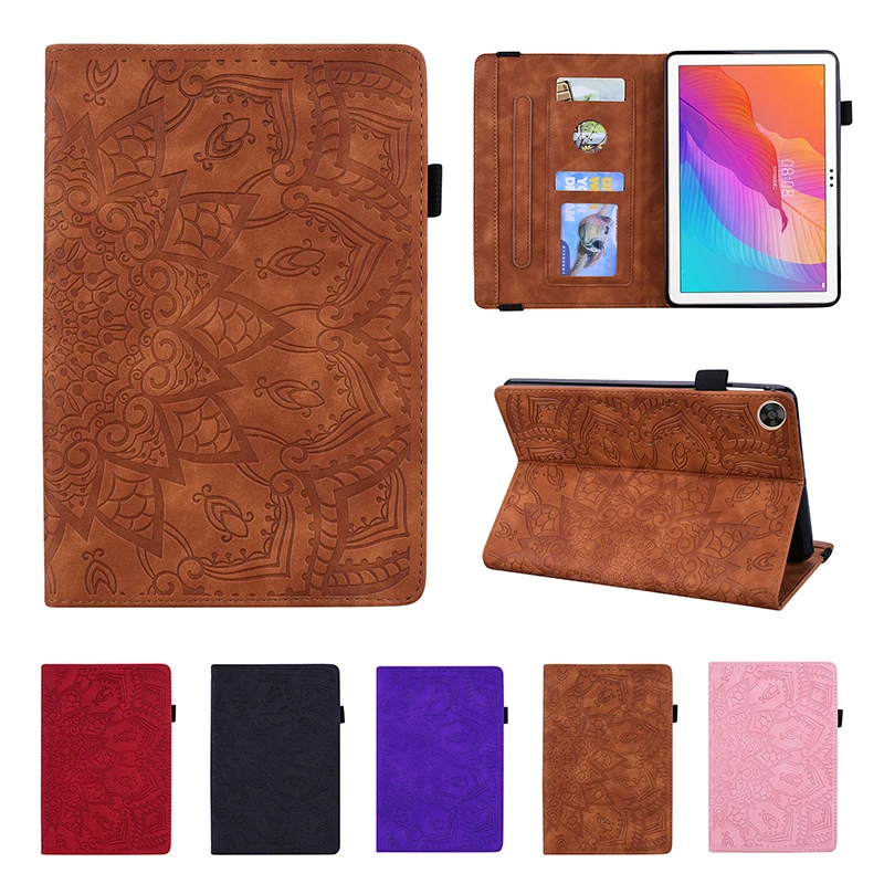 

Рельефный чехол с цветочным рисунком для Huawei MatePad T10 T10S AGR-L09/W09 AGS3-L09/W09, чехол-книжка из искусственной кожи с подставкой 10,1 дюйма