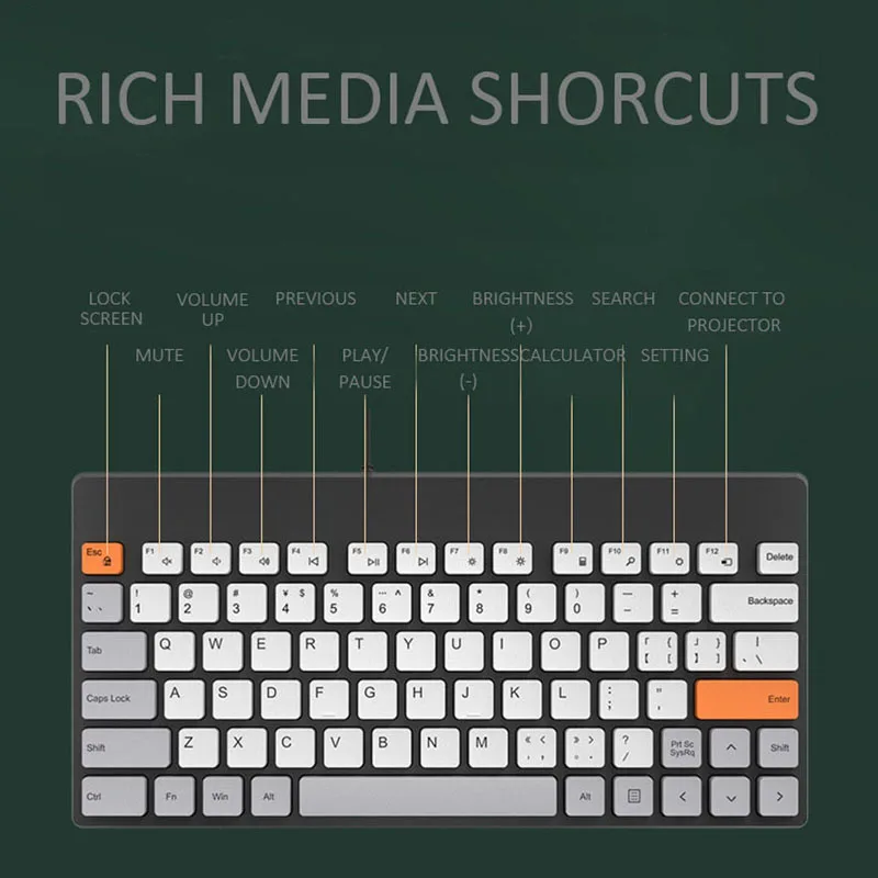 mechanical keyboard with usb wired cute chocolate keypad silence clicking mini protable for desktop notebook laptop windows ios free global shipping