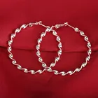 925 стерлингового серебра большие круглые серьги-кольца для женщин Свадебные обручальные кольца вечерние модные очаровательные подарочные украшения