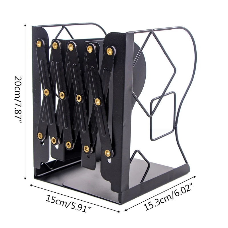

OOTDTY Retractable Book Support Stand Telescopic Metal Bookends Shelf Bookrack Organizer Home School Office Supplies