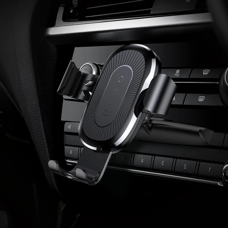 Black CD Slot Baseus Qi Беспроводное Автомобильное зарядное устройство, держатель для телефона для iPhone, samsung, быстрая зарядка, подставка, Воздушная розетка, гравитационная поддержка, зарядка 10 Вт - Цвет: Black CD Slot