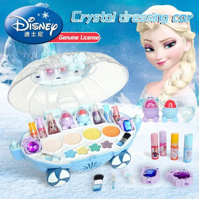 

Disney Girls Frozen Elsa Anna Dream Princess Cosmetics Make Up Car Set Toys Water-soluble Makeup Car Kids Beauty Toysgirl Gift