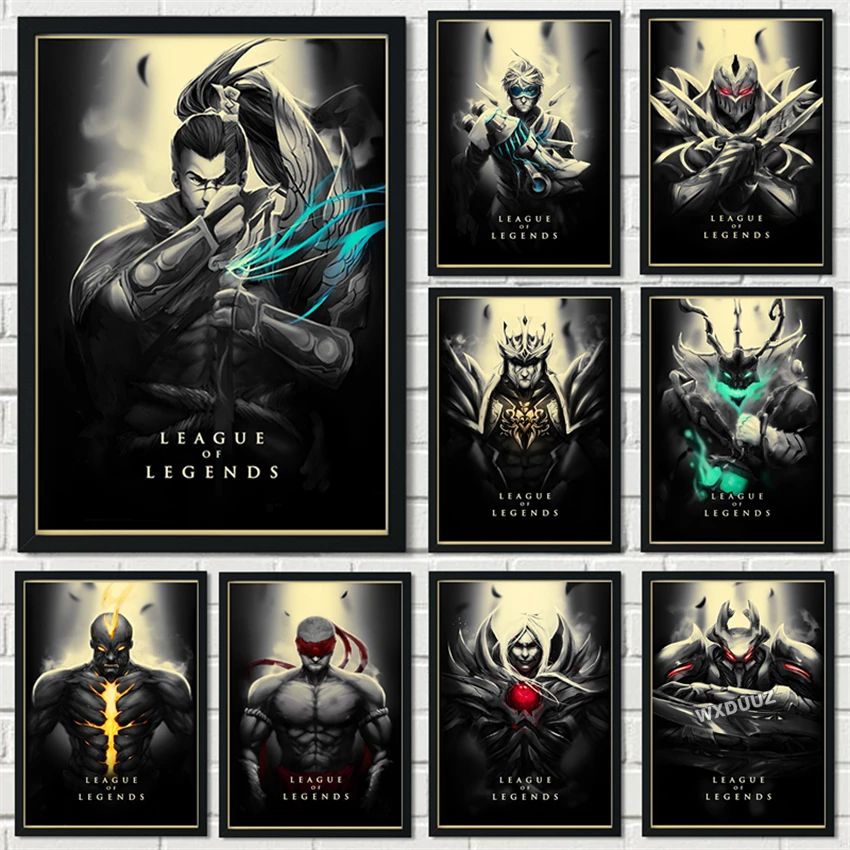 

Игра LOL League Of Legends, темная винтажная картина, домашнее общежитие, Интернет-кафе, декоративные настенные наклейки, постеры, Картина на холсте