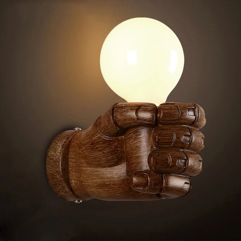 Ретро настенный светильник с правой рукой из смолы лофт промышленное ветровое