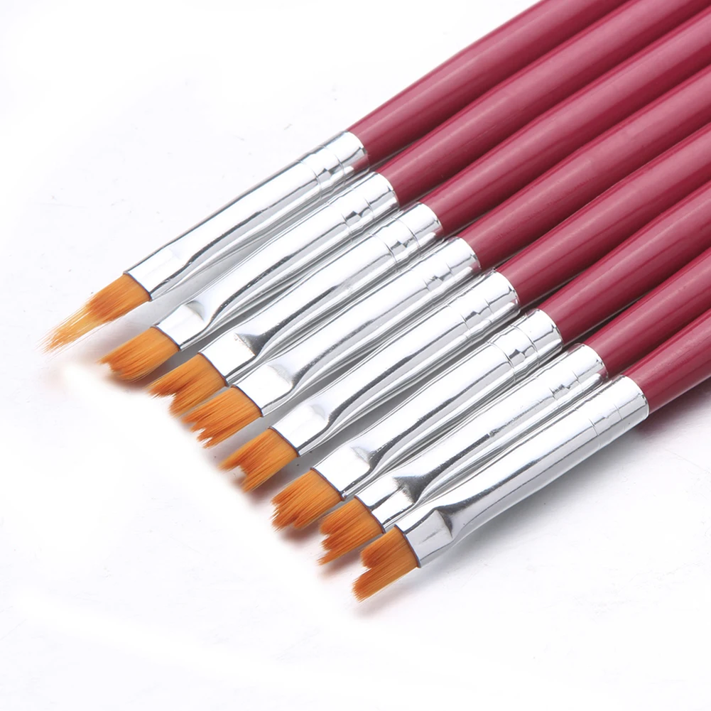 

8Pcs Soft Bristle Plastic Nail Art Decoration DIY Pen UV Gel Painted Brushed Set