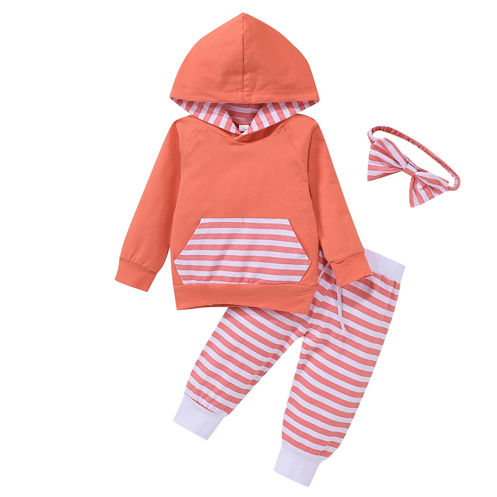 

Baby Boy Girl Clothing Set Infant Stripe Pullover+Pants Set Casual Toddler Outfits Winter Spring Newborn Long Sleeve Hoodies Set