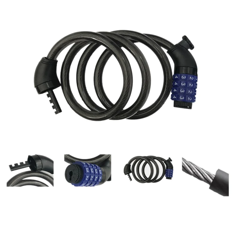 

Bike Cable Basic Self Coiling Resettable Combination Cable Bike Locks with Complimentary Mounting Bracket,1200mm