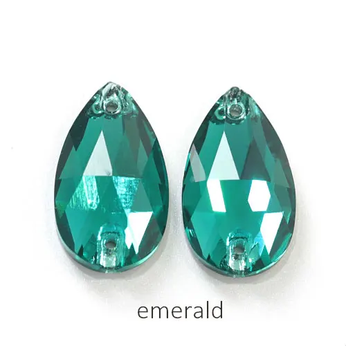 Emerald 11x18 мм Красочные 24 цвета лучшее качество пришить стразы каплевидной формы бутик стекло Flatback пришить декоративные камни для одежды F0051 - Цвет: Emerald