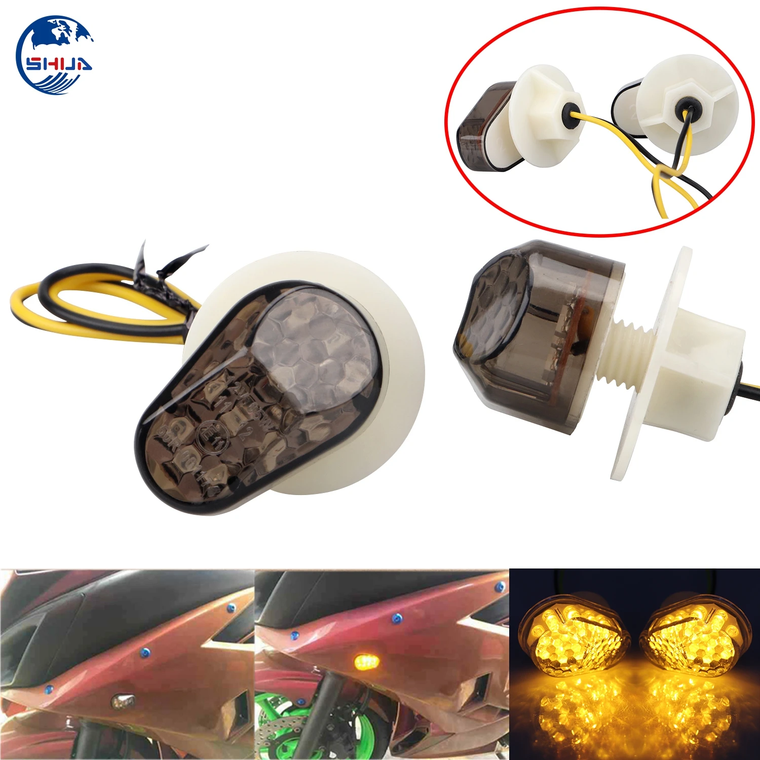 2 X Мотоцикл Янтарный заподлицо светодиодный поворотник мигалка для Yamaha YZF R6 1999 2013