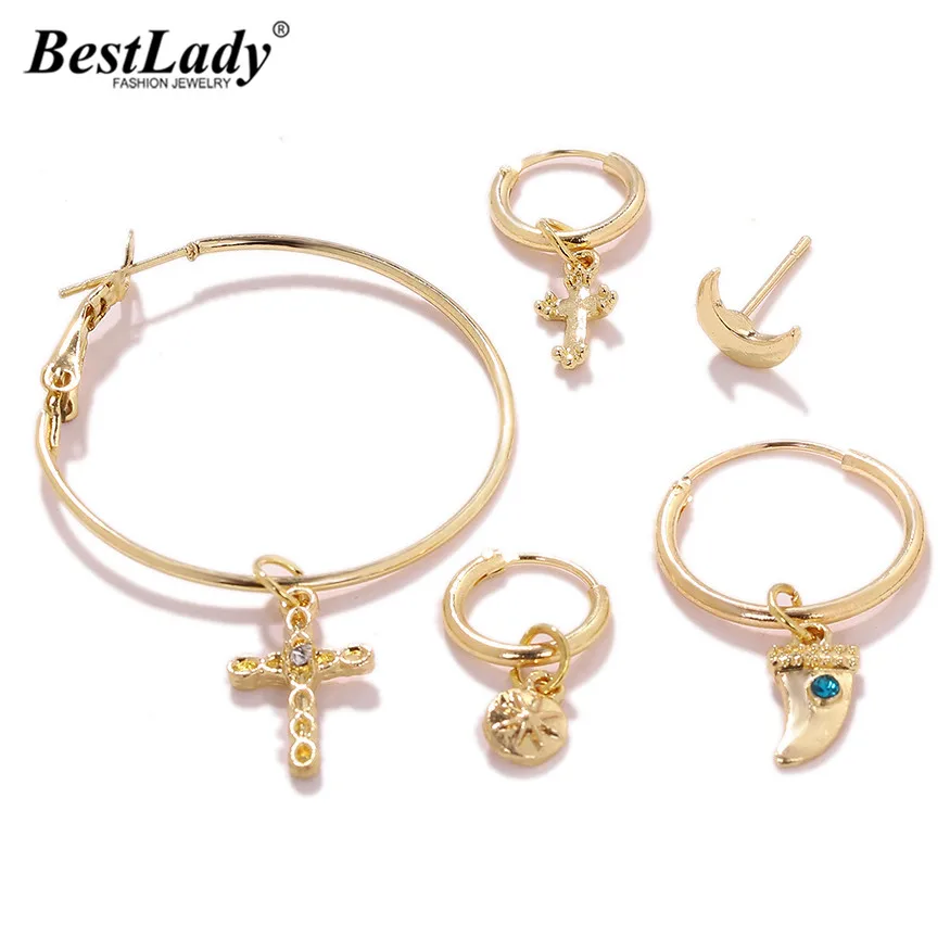 Женские винтажные серьги кресты Best lady золотистые в форме пчелы и Луны звезды
