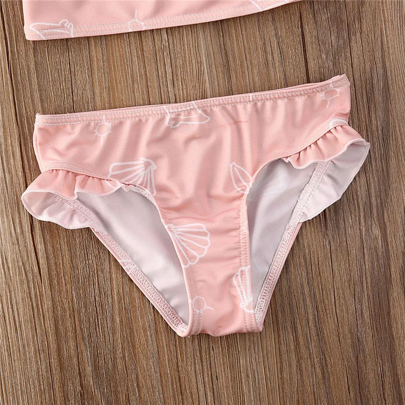 Женское бикини с оборками однотонный розовый или зеленый купальник для девочек