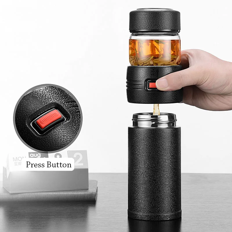 Curge 580ml Tea Bottle 316 Stainless steel Insulation Cup With Glass Separation Water | Дом и сад