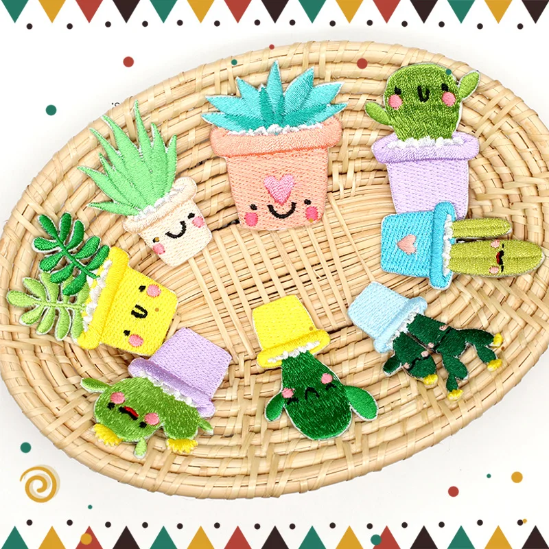 6pcs Cute Green Plant Iron on Patches Clothes Stripes Children Embroidered for Clothing Needlework Accessories Decor | Дом и сад