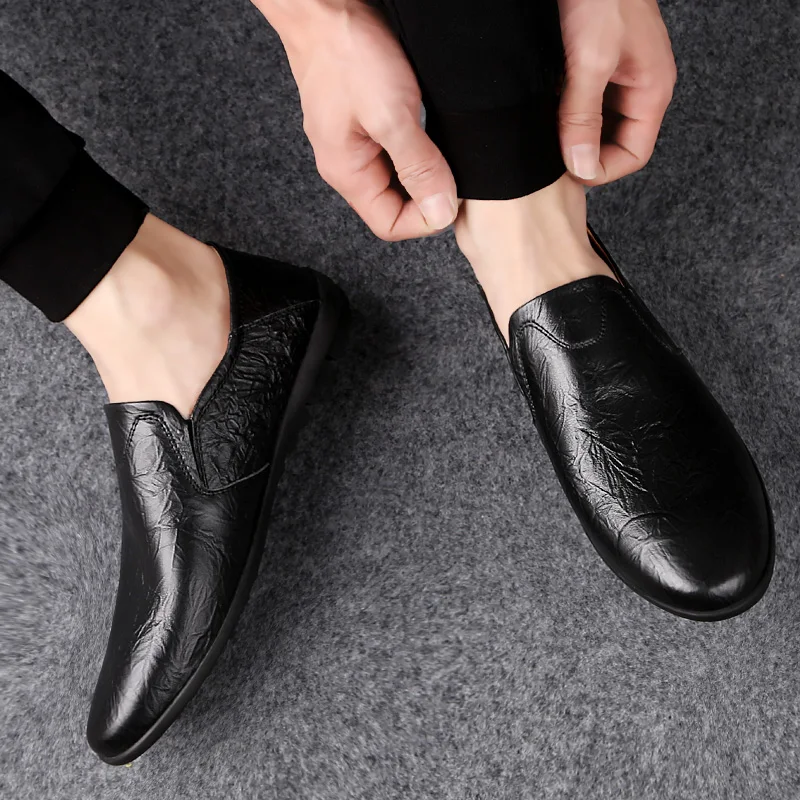 Модная повседневная мужская обувь в стиле ретро лоферы горошек без застежки