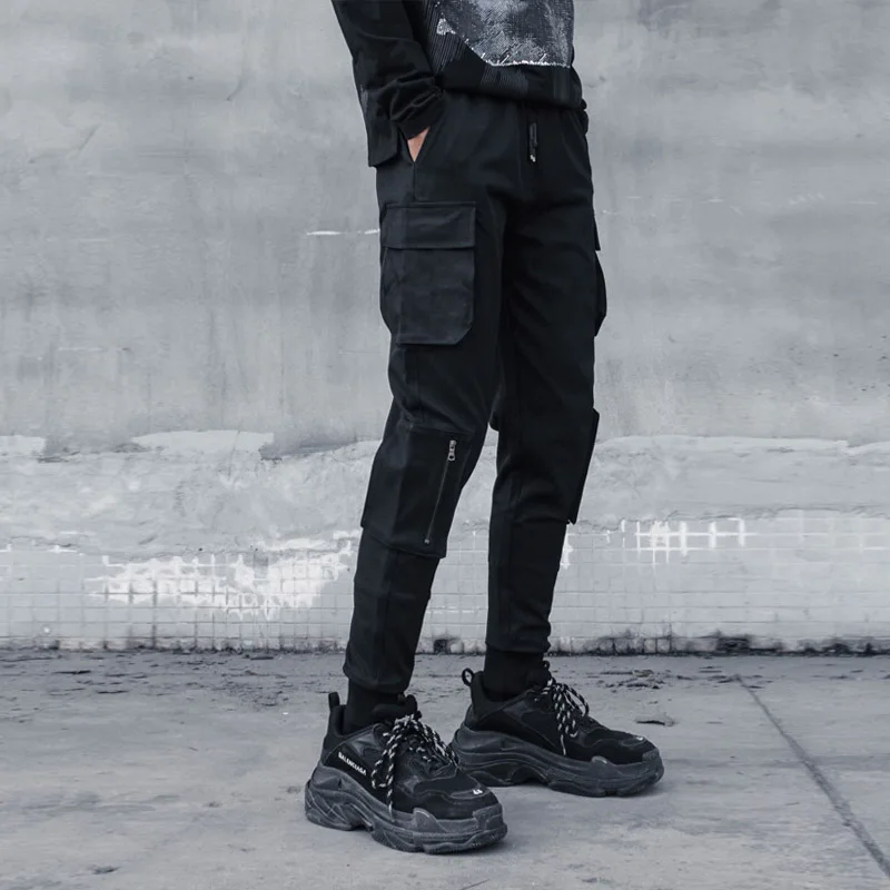 Men Harun Small Foot Pants Spring And Autumn New Cargo Wind Pocket Slim Fashion Fashion Stylist Leisure Large Pants