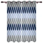 Занавеска на окно с геометрическим рисунком, в средневековом стиле, синего и серого цветов, для гостиной, кухни, с балдахином, для детской, домашнего декора