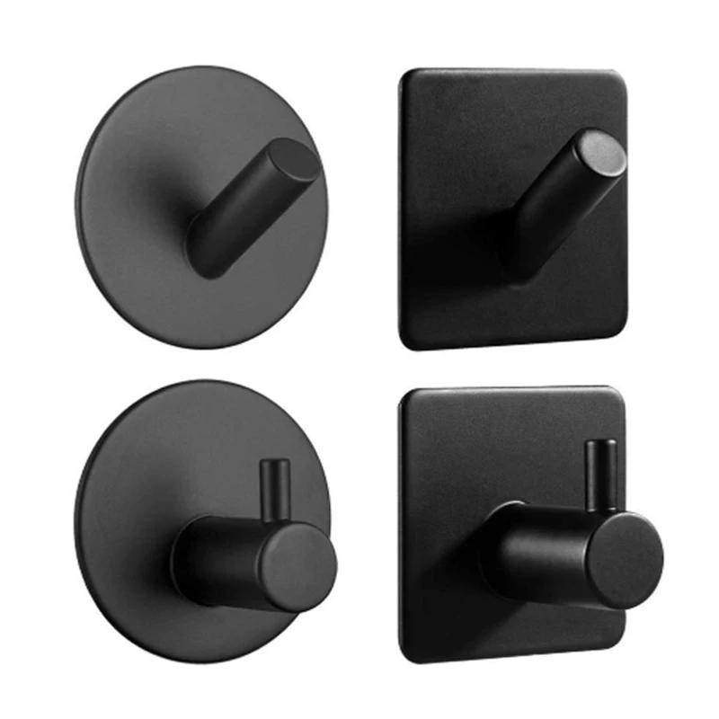 

2PCS 304 Black Robe Hook Wall Hook Towel Hook for Bathroom Stainless Steel Coat Hook Rustproof Hook Hanger for Kitchen Hardware