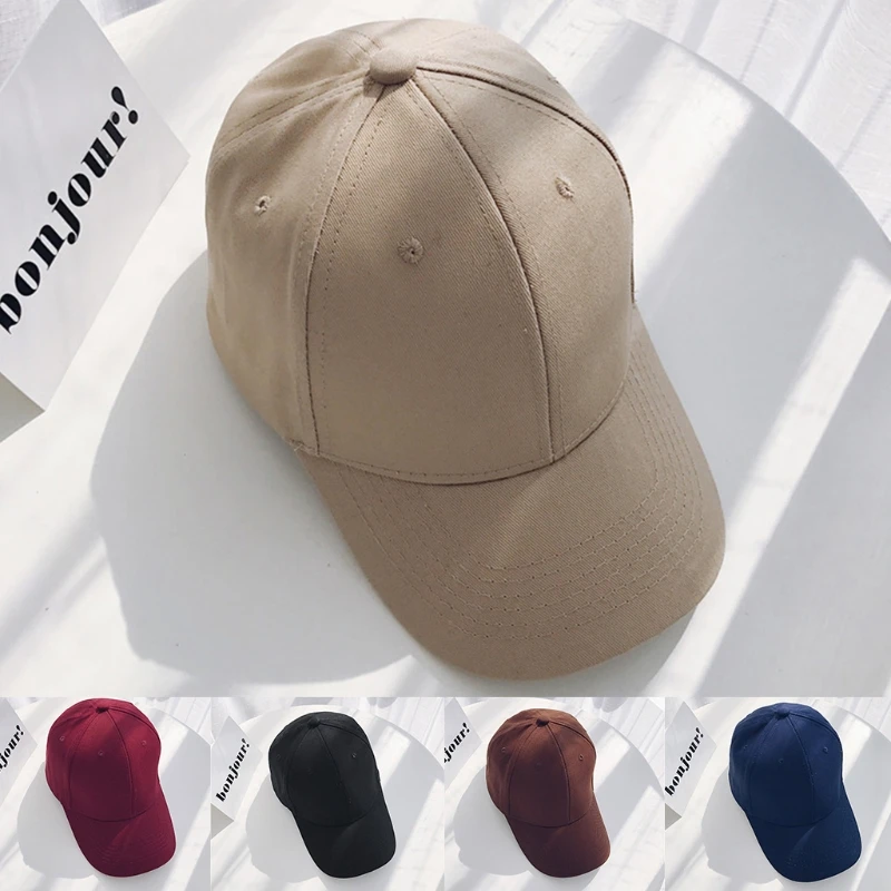 Бейсболка однотонная для мужчин и женщин регулируемая хлопковая кепка от солнца