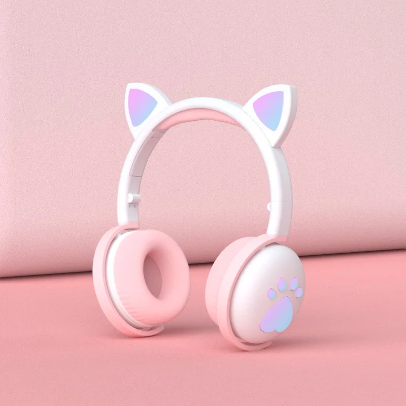 Best Gift Bluetooth 5.0 Headphones LED Cat Ear Foldable Headset HiFi Stereo Bass With Mic 3.5mm Plug For Girls Kids Headphone |