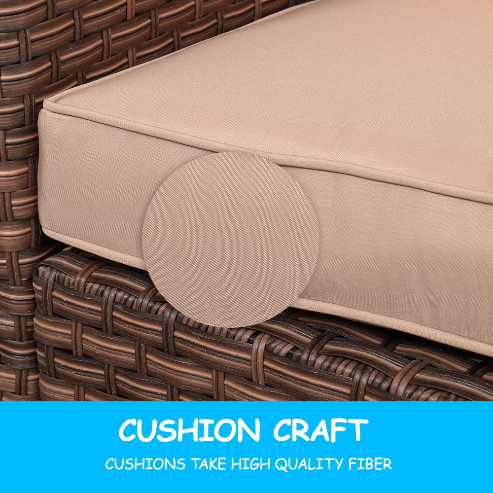 

Rattan Chair Table Set Garden Balcony Coffee Wicker Rattan Two-Seat Chair Single Chair Coffee Table Set Furniture