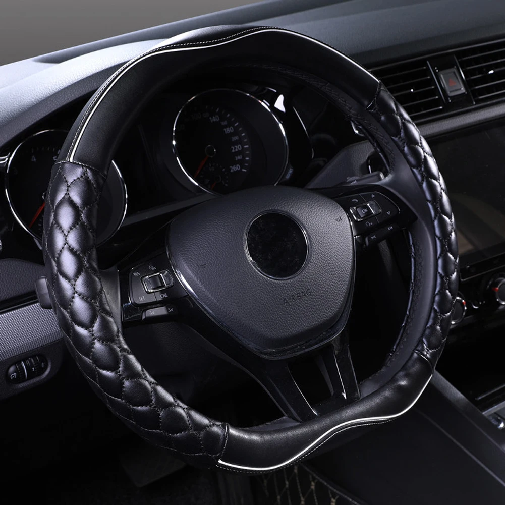38 см Кожаный чехол рулевого колеса автомобиля защитный для Audi Toyota Honda Cadillac Volvo BMW
