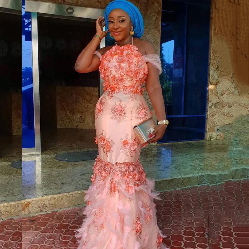 

Вечернее платье-Русалка Verngo ASO Ebi с открытыми плечами, атласное вечернее платье с 3D цветочной аппликацией и бисером, семейное Африканское платье для выпускного вечера