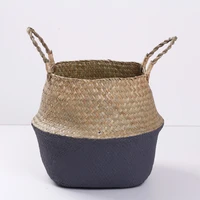 hand woven woven seagrass baskets with handles for storing plant pots toys laundry picnics and grocery baskets potted decoration