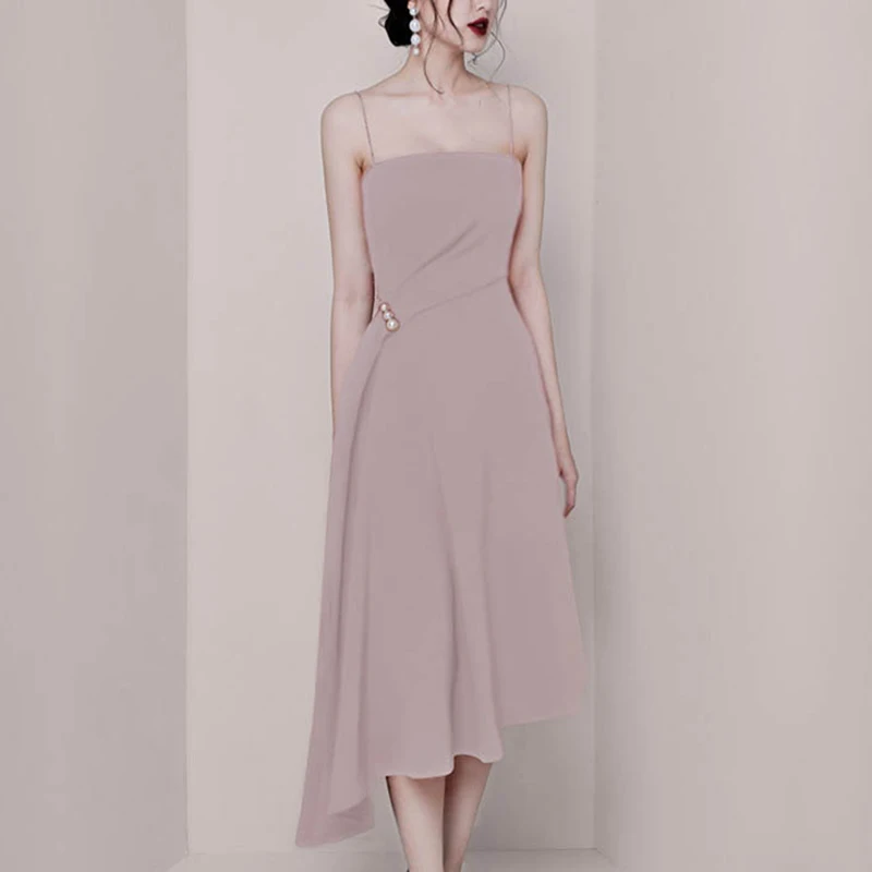 Черный Спагетти ремень женские вечерние миди платье взлетно посадочной полосы