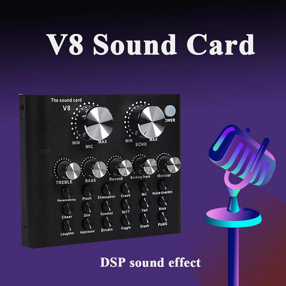 

V8 Audio USB External Sound Card Headset Microphone External 3.5mm USB Adapter Personal Entertainment Streamer for PC Phone