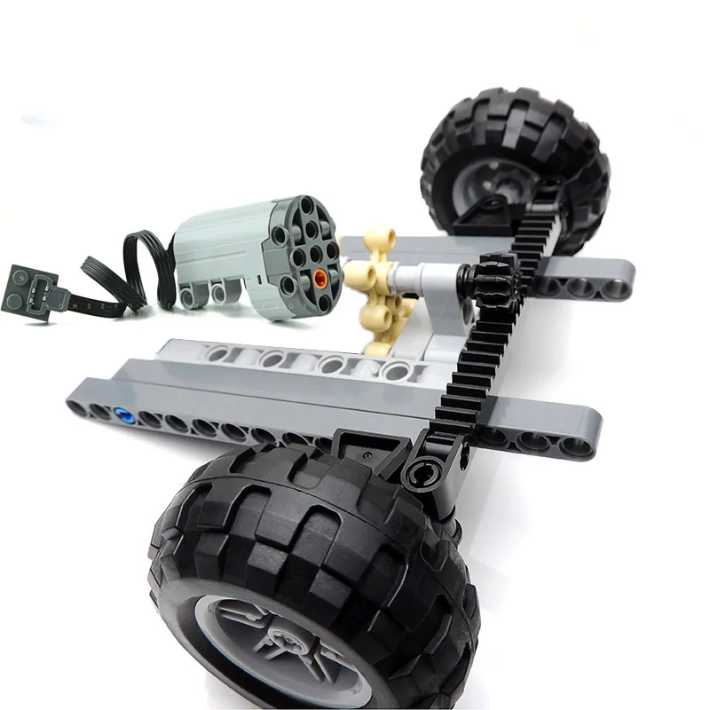 

Technical Car Front Suspension Steering System Parts Sets with Electric Power Functions Servo Motor & Wheels Toys Bulk Set Parts