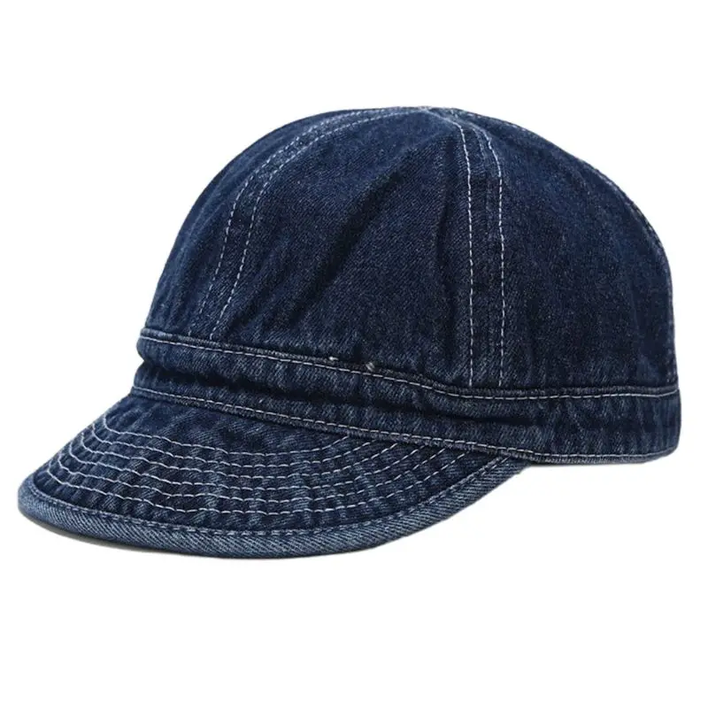 

Unisex Vintage Washed Denim Baseball Cap Short Brim Sunscreen Peaked Trucker Hat