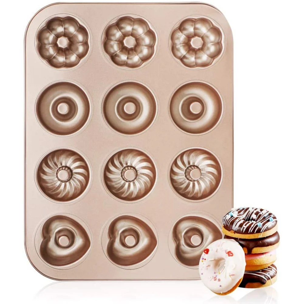 

9/12 Cavity Donut Mold Chocolate Mold Pastry Bread Cake Mold Non-Stick Baking Mold DIY Baking Tray Doughnut Dessert Making Tool