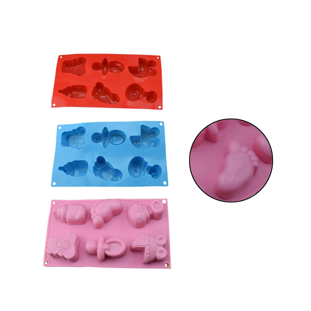 6 отверстий детские ножки детская коляска бутылка игрушка силиконовая форма 3D