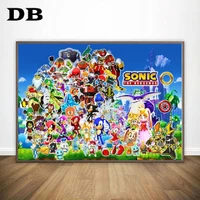 cartoon sonic video games poster canvas painting prints wall art pictures for kids room living hoom decor