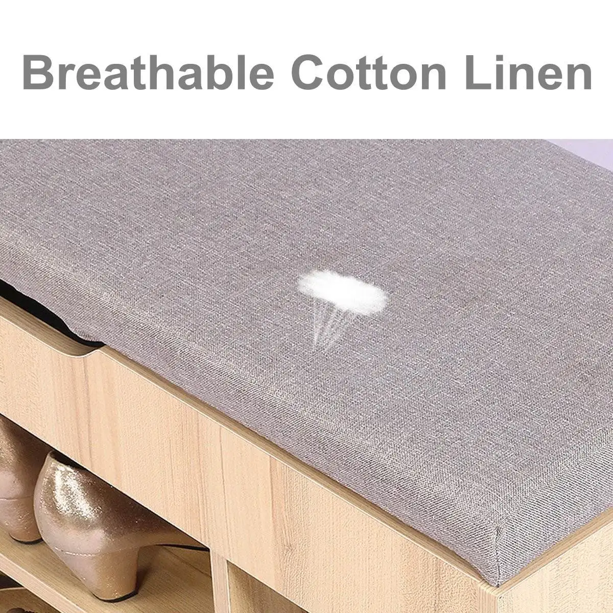 

Multifunction Shoes Cabinet Large Wooden Storage Rack Stool Padded Seat Sofa bench Shoes Organizer Cabinet Living Room Furniture