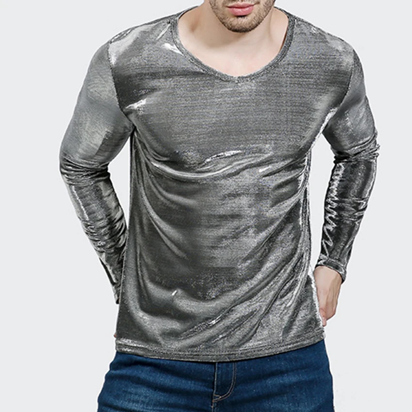 Новая мужская одежда для ночного клуба модная однотонная яркая Мужская футболка