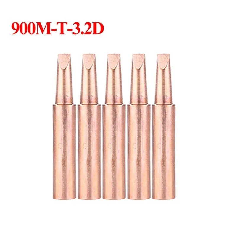 

5pcs 900M-T Copper Soldering Iron Tips Lead-Free Welding Solder Tip 933.907.951 Soldering Tip Power Tools Welding Soldering Tool