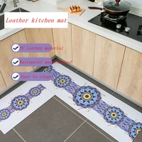 kitchen leather floor mat foaming doormat waterproof oilproof strip carpet customizable kitchen non slip pu leather rug